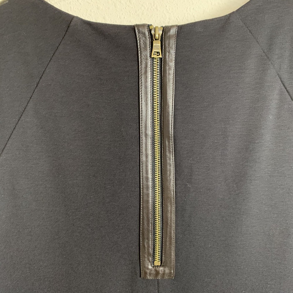 Cynthia Steffe Shift Black Brown Trim Ponte Stretch Dress Size 10 - Picture 7 of 8